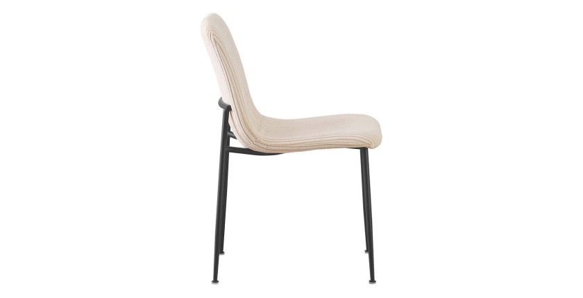 Chaise de salle à manger CORDUROY – Velours côtelé beige – Pieds en métal noir – Style design