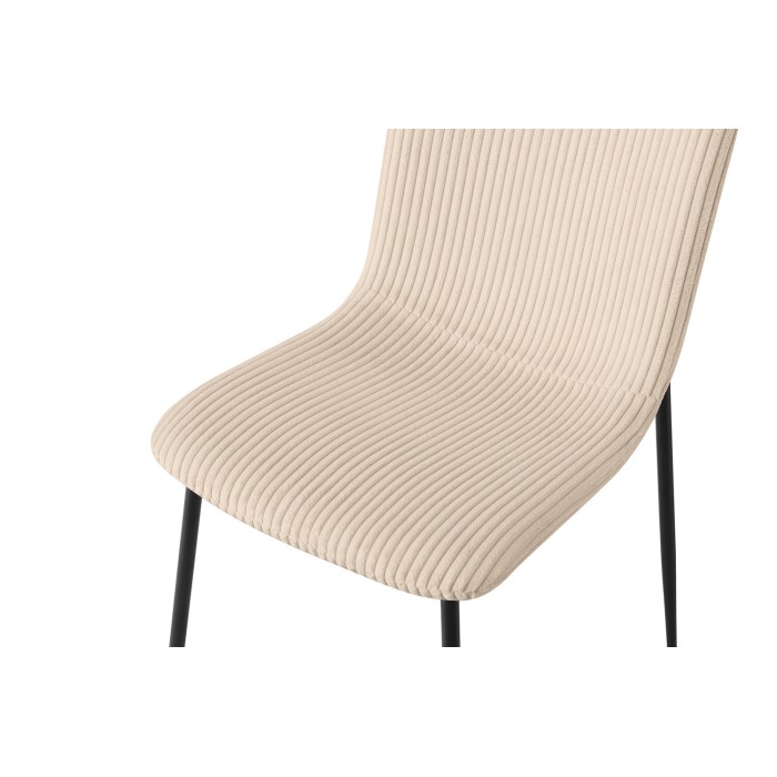 Eetkamerstoel CORDUROY – Ribfluweel beige – Zwarte metalen poten – Designstijl