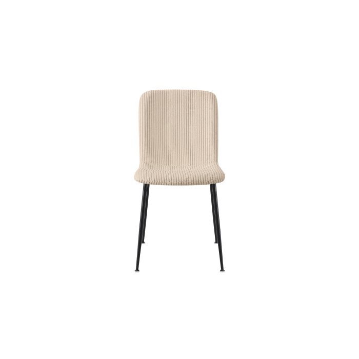 Eetkamerstoel CORDUROY – Ribfluweel beige – Zwarte metalen poten – Designstijl