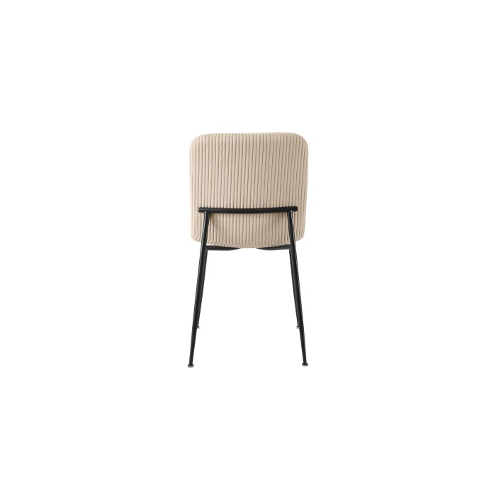 Eetkamerstoel CORDUROY – Ribfluweel beige – Zwarte metalen poten – Designstijl