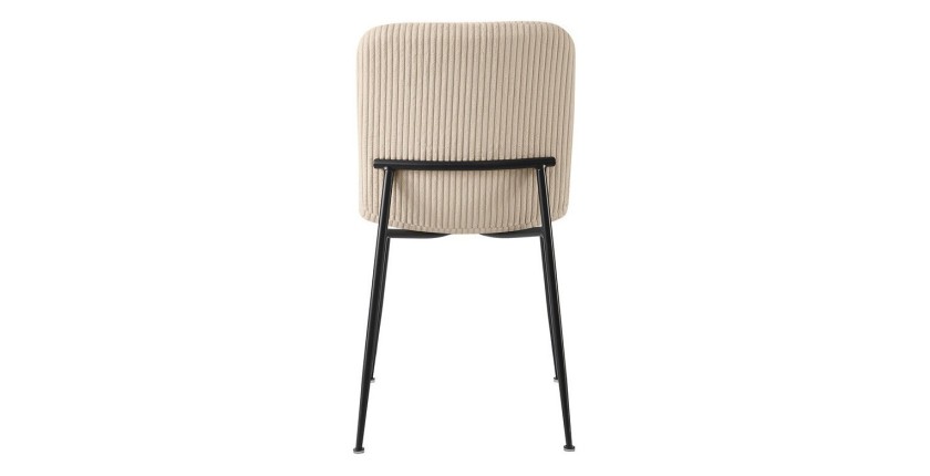 Chaise de salle à manger CORDUROY – Velours côtelé beige – Pieds en métal noir – Style design