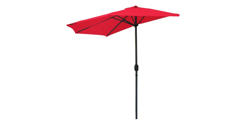 Demi-parasol mural rouge – 270x135x230cm – Aluminium – Toile polyester 180g/m² – Manivelle