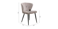 Chaise de salle à manger TORONTO – Velours côtelé sable – Pieds en métal noir – Style design