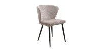 Chaise de salle à manger TORONTO – Velours côtelé sable – Pieds en métal noir – Style design