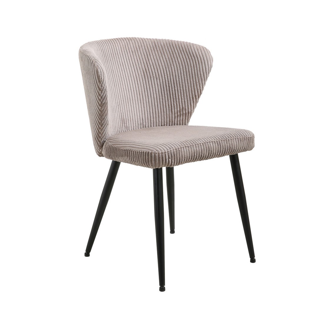 Chaise de salle à manger TORONTO – Velours côtelé sable – Pieds en métal noir – Style design