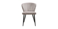 Chaise de salle à manger TORONTO – Velours côtelé sable – Pieds en métal noir – Style design