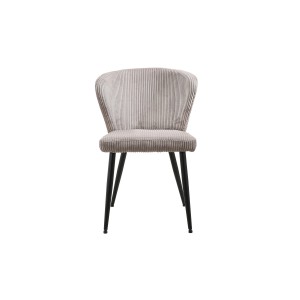 Eetkamerstoel TORONTO - Ribfluweel zand - Zwarte metalen poten - Design stijl