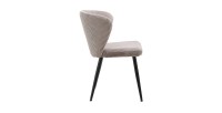 Chaise de salle à manger TORONTO – Velours côtelé sable – Pieds en métal noir – Style design