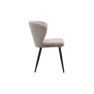 Chaise de salle à manger TORONTO – Velours côtelé sable – Pieds en métal noir – Style design