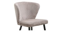 Chaise de salle à manger TORONTO – Velours côtelé sable – Pieds en métal noir – Style design