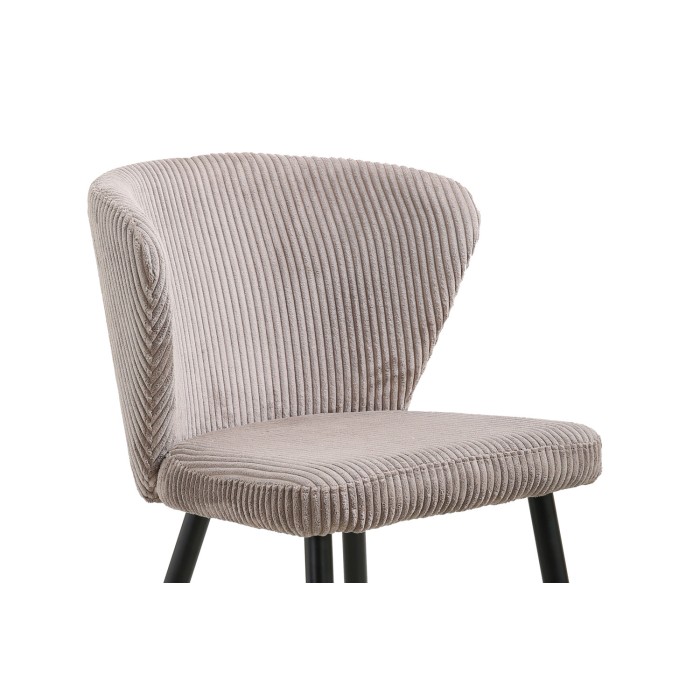 Eetkamerstoel TORONTO - Ribfluweel zandkleur - Zwarte metalen poten - Design stijl
