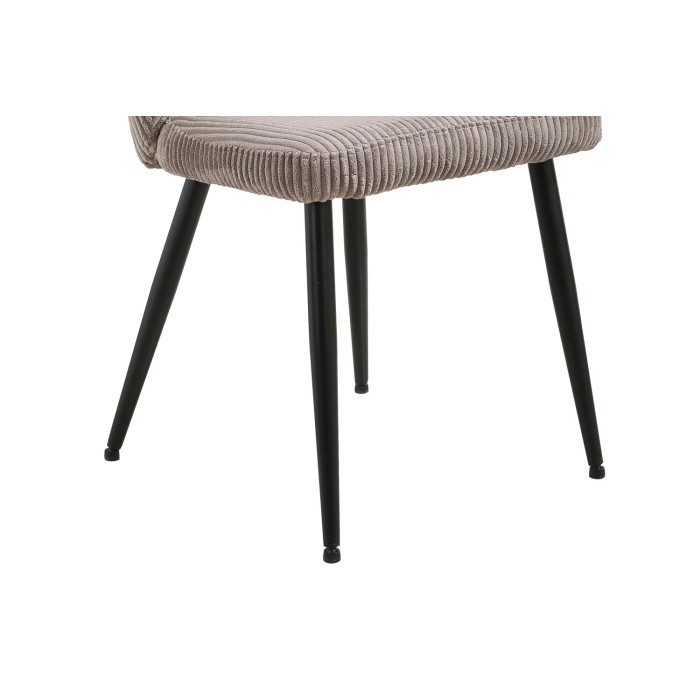 Eetkamerstoel TORONTO - Ribfluweel zandkleur - Zwarte metalen poten - Design stijl