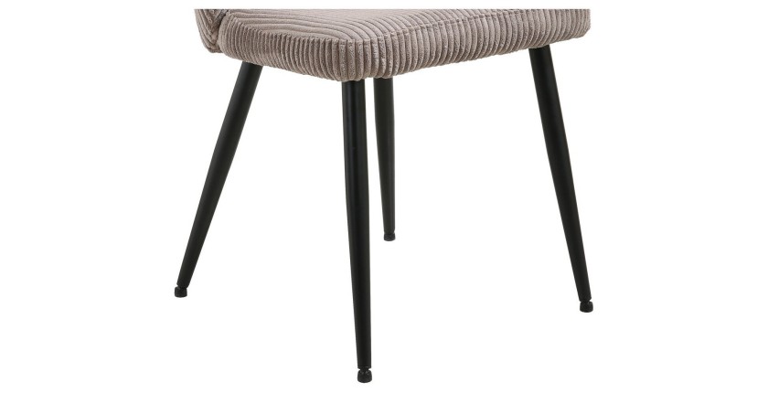 Eetkamerstoel TORONTO - Ribfluweel zand - Zwarte metalen poten - Design stijl