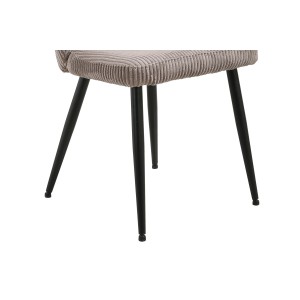 Eetkamerstoel TORONTO - Ribfluweel zand - Zwarte metalen poten - Design stijl