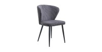 Chaise de salle à manger TORONTO – Velours côtelé gris – Pieds en métal noir – Style design