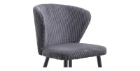 Chaise de salle à manger TORONTO – Velours côtelé gris – Pieds en métal noir – Style design