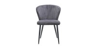 Chaise de salle à manger TORONTO – Velours côtelé gris – Pieds en métal noir – Style design