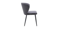 Chaise de salle à manger TORONTO – Velours côtelé gris – Pieds en métal noir – Style design