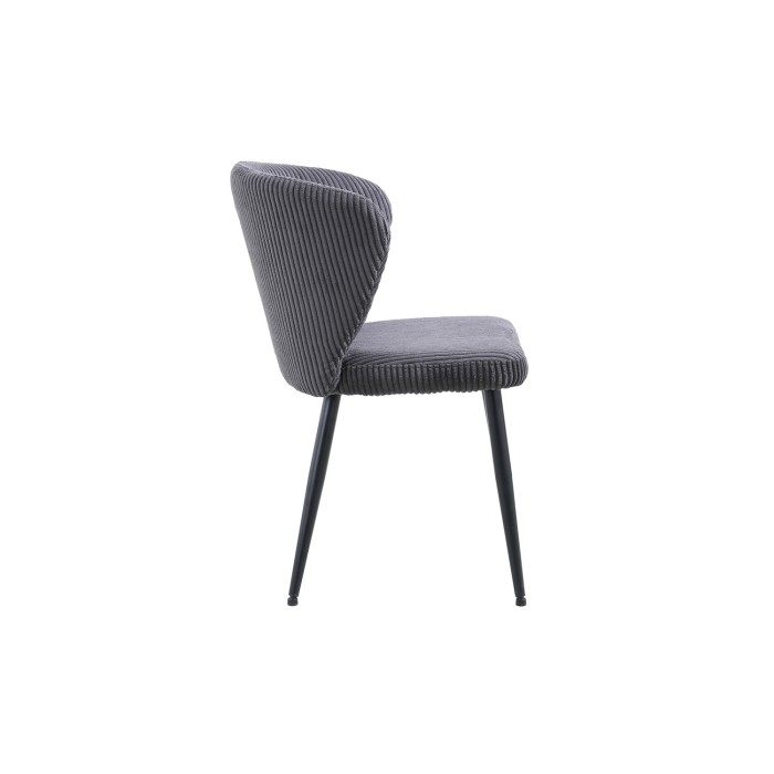 Eetkamerstoel TORONTO – Geribbeld fluweel grijs – Zwarte metalen poten – Design stijl