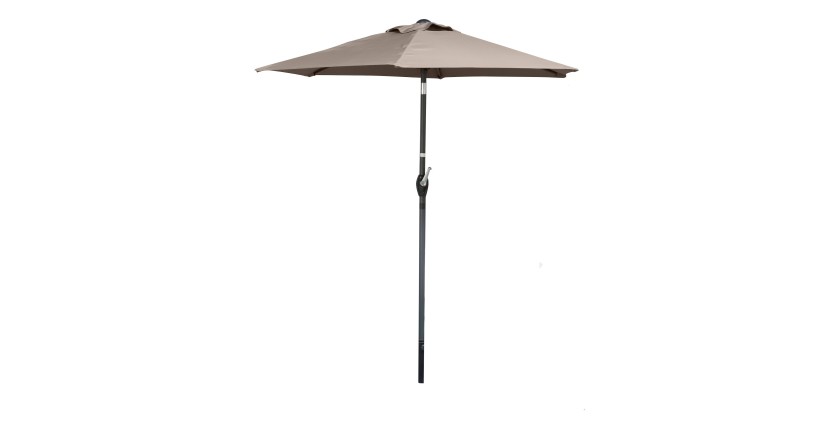 Parasol inclinable taupe – Ø2m – H2,13m – Acier – Toile polyester 160g/m² – Manivelle