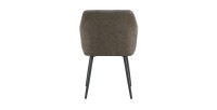 Chaise de salle à manger MARCO – Design industriel – Accoudoirs – Revêtement polyester gris – Pieds en métal noir