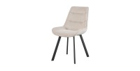 Chaise de salle à manger LOLA – Velours côtelé sable – Pieds en métal noir – Style design / industriel