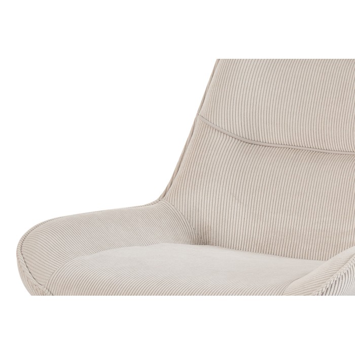 Eetkamerstoel LOLA - Ribfluweel zandkleur - Zwarte metalen poten - Design / industriële stijl