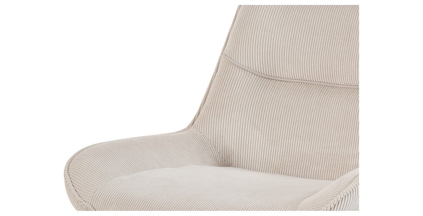Chaise de salle à manger LOLA – Velours côtelé sable – Pieds en métal noir – Style design / industriel