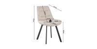Chaise de salle à manger LOLA – Velours côtelé sable – Pieds en métal noir – Style design / industriel