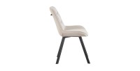 Chaise de salle à manger LOLA – Velours côtelé sable – Pieds en métal noir – Style design / industriel