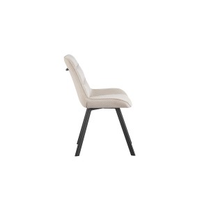 Eetkamerstoel LOLA - Ribfluweel zandkleur - Zwarte metalen poten - Design / Industriële stijl