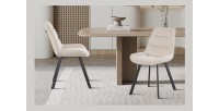 Chaise de salle à manger LOLA – Velours côtelé sable – Pieds en métal noir – Style design / industriel
