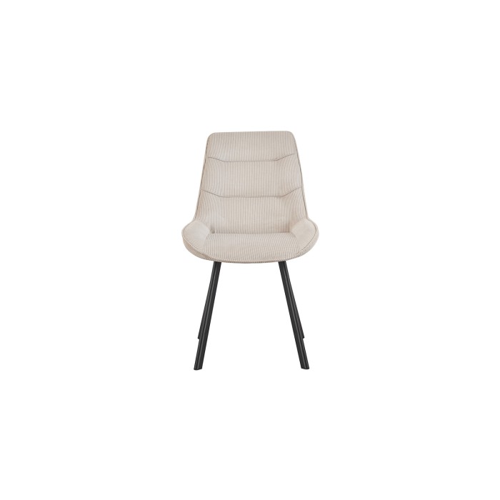 Eetkamerstoel LOLA - Ribfluweel zandkleur - Zwarte metalen poten - Design / industriële stijl