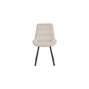 Chaise de salle à manger LOLA – Velours côtelé sable – Pieds en métal noir – Style design / industriel