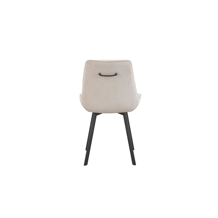 Eetkamerstoel LOLA - Ribfluweel zandkleur - Zwarte metalen poten - Design / industriële stijl