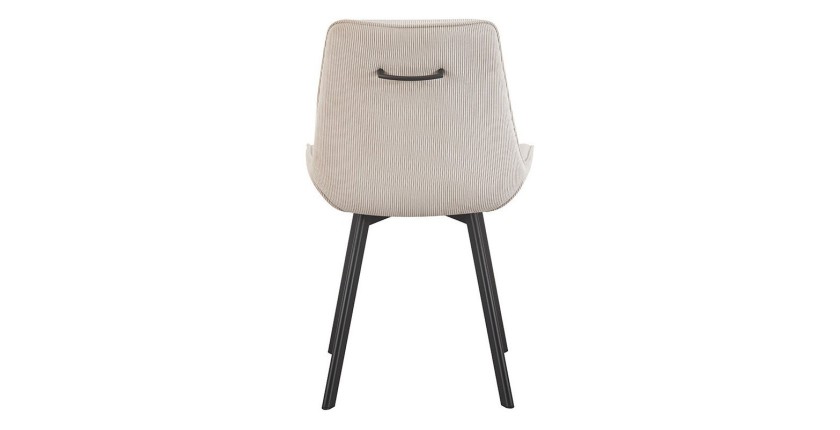 Chaise de salle à manger LOLA – Velours côtelé sable – Pieds en métal noir – Style design / industriel