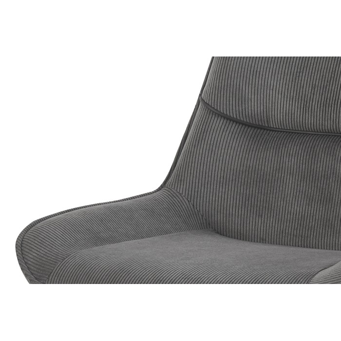 Sedia da pranzo LOLA – Velluto a coste grigio – Piedi in metallo nero – Stile design / industriale