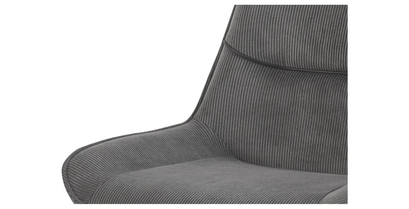 Chaise de salle à manger LOLA – Velours côtelé gris – Pieds en métal noir – Style design / industriel