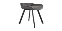 Chaise de salle à manger LOLA – Velours côtelé gris – Pieds en métal noir – Style design / industriel