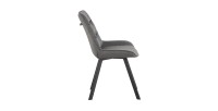 Chaise de salle à manger LOLA – Velours côtelé gris – Pieds en métal noir – Style design / industriel