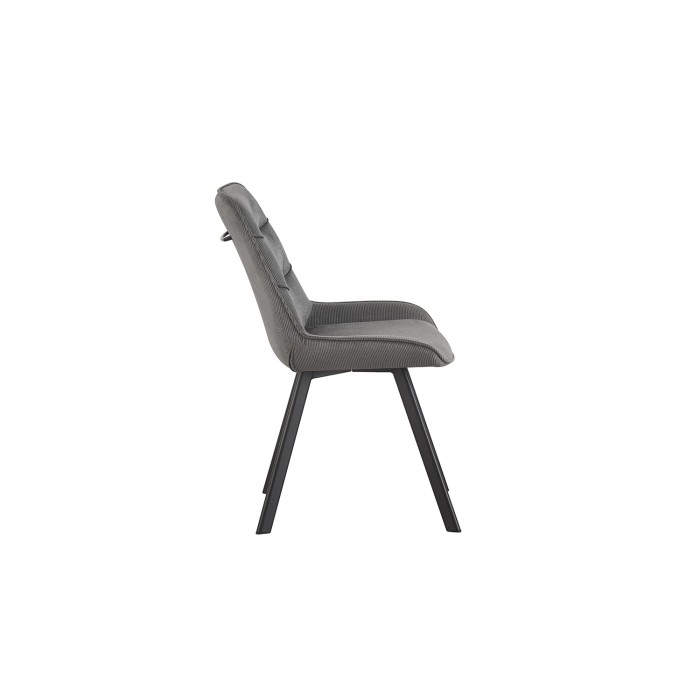 Sedia da pranzo LOLA – Velluto a coste grigio – Piedi in metallo nero – Stile design / industriale
