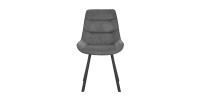 Chaise de salle à manger LOLA – Velours côtelé gris – Pieds en métal noir – Style design / industriel