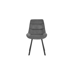 Chaise de salle à manger LOLA – Velours côtelé gris – Pieds en métal noir – Style design / industriel