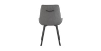 Chaise de salle à manger LOLA – Velours côtelé gris – Pieds en métal noir – Style design / industriel
