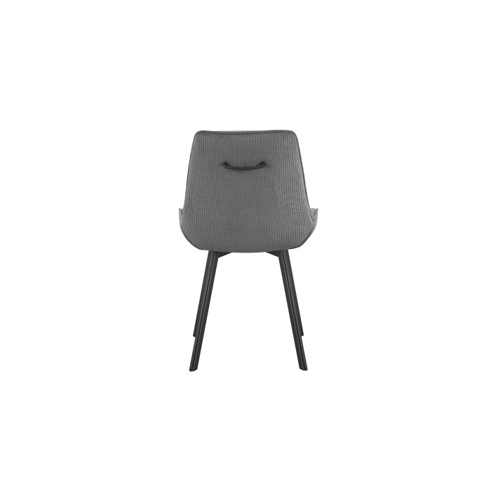 Sedia da pranzo LOLA – Velluto a coste grigio – Piedi in metallo nero – Stile design / industriale