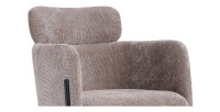 Chaise de salle à manger CAMPBELL – Tissu sable – Accoudoirs – Pieds en métal noir – Style design / industriel