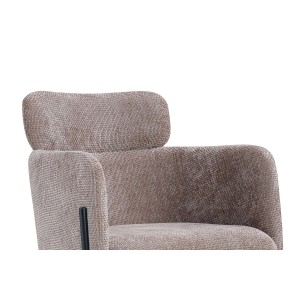 Eetkamerstoel CAMPBELL - Zandkleurige stof - Armleuningen - Zwarte metalen poten - Design / industriële stijl