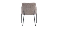 Chaise de salle à manger CAMPBELL – Tissu sable – Accoudoirs – Pieds en métal noir – Style design / industriel
