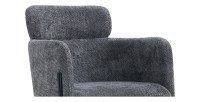 Sedia da pranzo CAMPBELL – Tessuto grigio – Braccioli – Gambe in metallo nero – Stile design / industriale