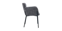 Sedia da pranzo CAMPBELL – Tessuto grigio – Braccioli – Gambe in metallo nero – Stile design / industriale